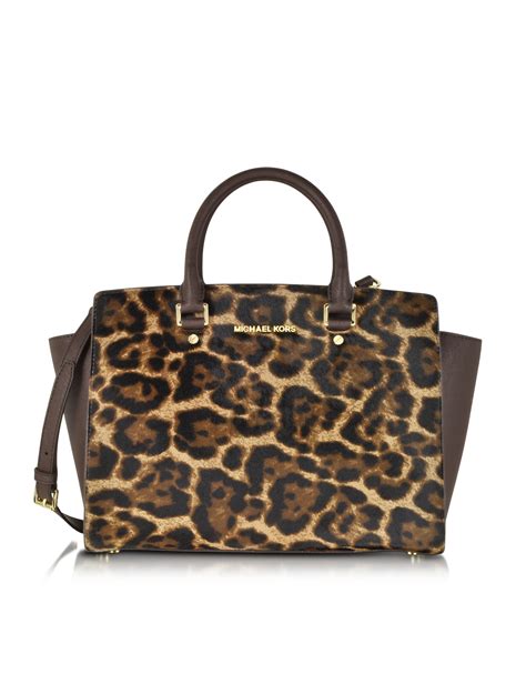 michael kors selma leopard satchel|selma saffiano leather satchel.